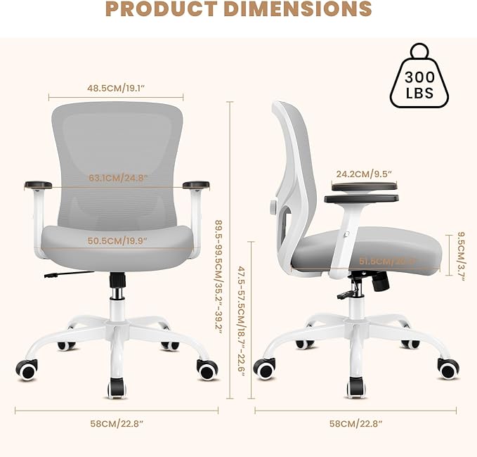 Office Chair Ergonomic Desk Chair with Adjustable Lumbar Support, Swivel Comfy Computer Chair Heavy Duty Executive Chair for Home Office - LeafyLoom