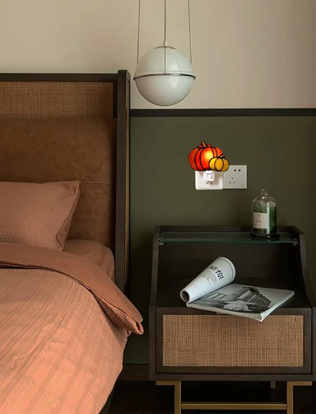 Stained Glass pumpkin night light is suitable for bedroom, study and children's room. They are gifts for mothers, family and friends. - LeafyLoom