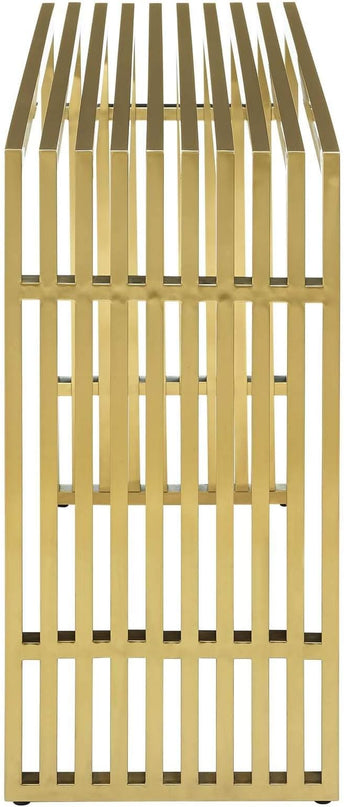 Modway Gridiron Contemporary Modern Gold Stainless Steel Console Table - LeafyLoom