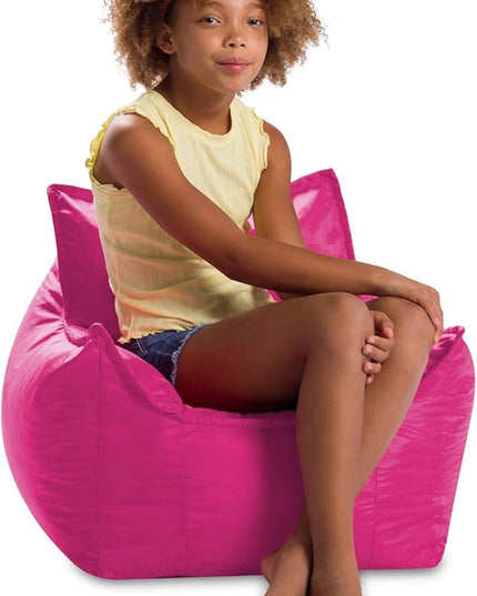 Posh Creations Bean Bag Chair Structured Comfy Seat Use for Gaming, Reading and Watching TV, Newport, Pink - LeafyLoom