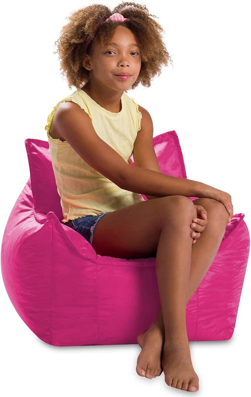 Posh Creations Bean Bag Chair Structured Comfy Seat Use for Gaming, Reading and Watching TV, Newport, Pink - LeafyLoom