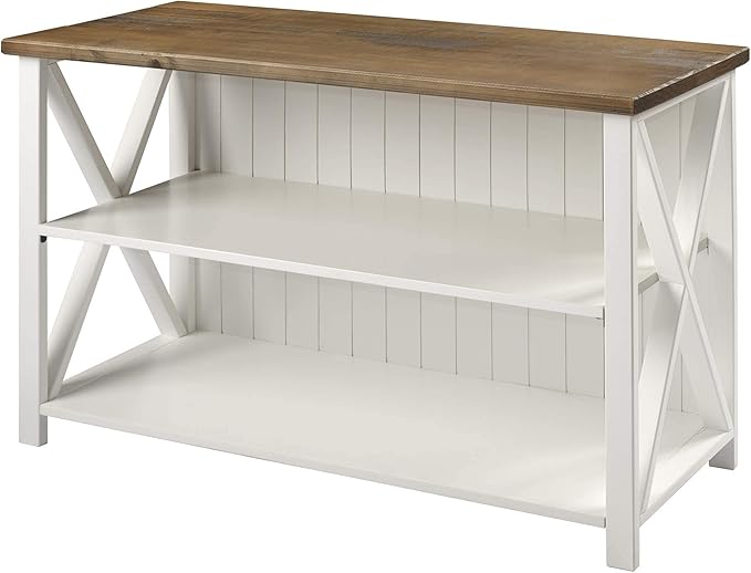 Walker Edison 2 Tier Modern Farmhouse Wood Bookcase Bookshelf Storage Home Office Storage Cabinet, 52 Inch, White - LeafyLoom