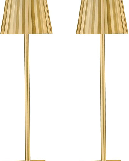 Cordless LED Desk Lamps, Table Lamp with Polisehd Gold Finish, 3 Colors Stepless Dimming, Touch Control 5200mAh Battery Operated for Home Office Restaurant Bedroom Bars (2 Pack), TL02BG-2PK - LeafyLoom