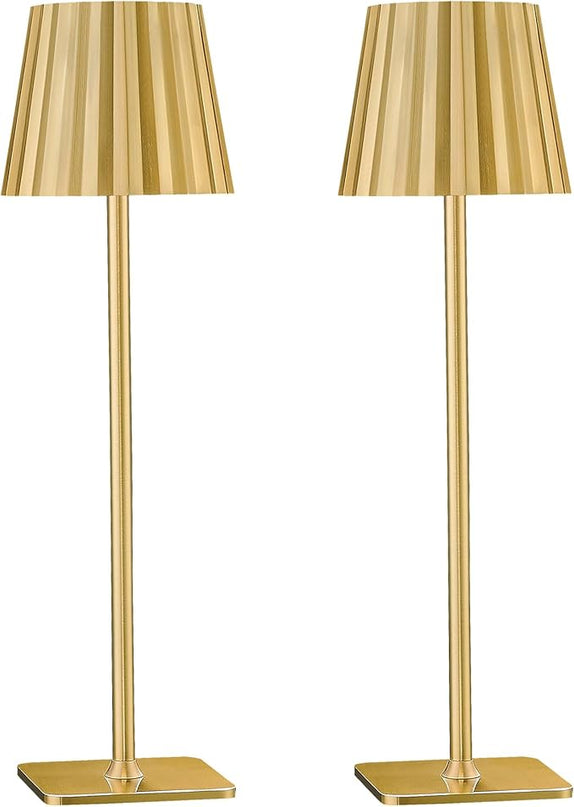 Cordless LED Desk Lamps, Table Lamp with Polisehd Gold Finish, 3 Colors Stepless Dimming, Touch Control 5200mAh Battery Operated for Home Office Restaurant Bedroom Bars (2 Pack), TL02BG-2PK - LeafyLoom