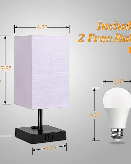 Dott Arts Table Lamp for Bedroom Set of 2,Minimalist Bedside Lamps with AC Outlets，Night Light 2700K 4000k 5000K Small Nightstand Lamps for Living Room Kids Room Office(Bulbs Included) - LeafyLoom