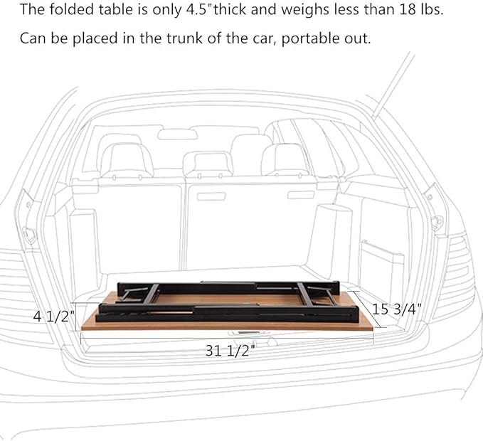 Folding Desk, 55 inch No Assembly Folding Desks for Small Spaces, Sturdy Foldable Computer Desk, Functional Home Office Desks, Study Writing Desk Office Table Workstation for Home Office Outdoor - LeafyLoom