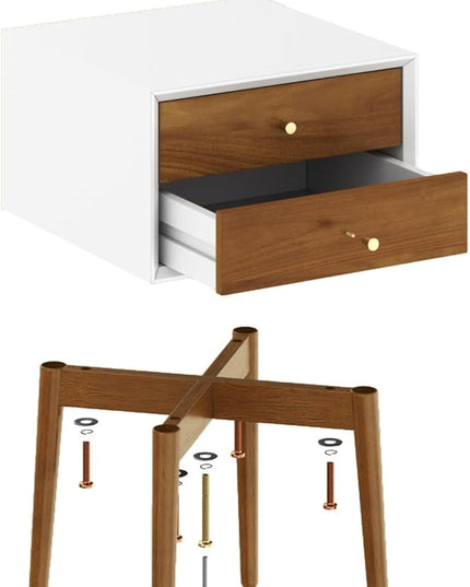 Nathan James Harper Modern Nightstand Side Accent or End Table with Storage Drawer, 1, White/Brown - LeafyLoom