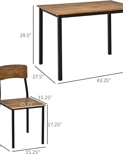 NicBex Small Dining Table Set for 4 Bar Table and Chairs Set 5 Piece Industrial Dining Table Set for 4, Rectangular Kitchen Table and Chairs, Dining Room Set for Small Space, Rustic Brown - LeafyLoom