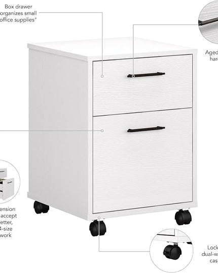Bush Furniture Key West 2 Drawer Mobile File Cabinet, Rolling File Cabinet for Home Office - LeafyLoom