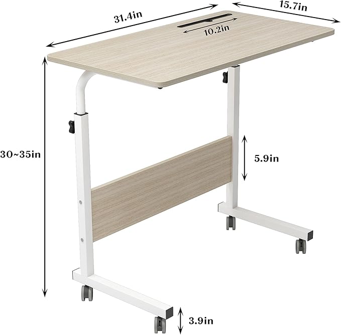 SogesGame Side Table with Wheels,Snack Side Table with Castors Mobile End Table Easy to Assemble for Laptop (Maple) - LeafyLoom