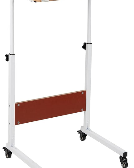 Mind Reader Woodland Collection, Mobile Sit/Stand Laptop Desk Adjustable, Lockable Casters, Portable, 21.75" L x 15.75" W x 33" H, Medium, Brown - LeafyLoom