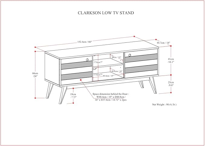 SIMPLIHOME Clarkson SOLID ACACIA WOOD 60 Inch Wide Mid Century Design TV Media Stand in Rustic Natural Aged Brown for TVs up to 65 Inches, For the Living Room and Entertainment Center - LeafyLoom