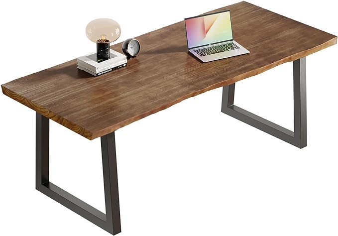 Solid Wood Computer Desk,Rustic Style 55-inch Large Office Desk- Modern Gaming Working for Home Office, Modern Simple Design, Ideal for Study, Writing, Dining - LeafyLoom