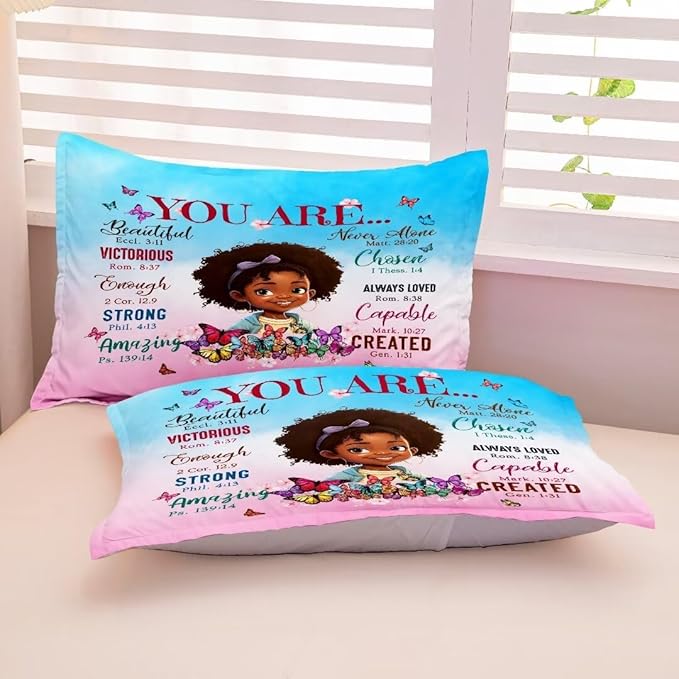 Black Girl Comforter Set Full for Kids Teens,God Says You are Comforter Set for Black Women,Black Girl Magic Bedding Set,African American Girl Bed Bedroom Set - LeafyLoom