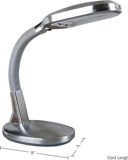 Desk Lamp - Natural Sunlight Lamp with Adjustable Gooseneck - Reading Light for Working, Crafting, Sewing, or Homework by Lavish Home (Silver) - LeafyLoom
