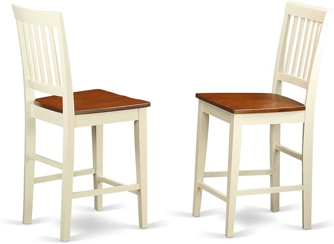 East West Furniture YAVN5-WHI-W 5 Piece Kitchen Counter Set Includes a Rectangle Dining Room Table and 4 Dining Chairs, 30x48 Inch, Buttermilk & Cherry - LeafyLoom