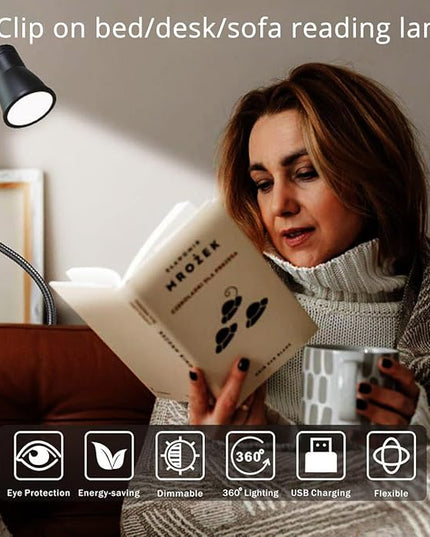 3W 5V USB Portable LED Clip Desk Table Headboard Lamp 3 Colors Changeable Dimmable Adjustable 15" Arm for Reading Working Drawing (15" Clip Light Horn Style) - LeafyLoom