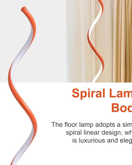 LED Floor Lamps for Living Room - Orange Spiral Modern Floor Lamp with Remote 3 Color Dimmable Standing Lamp Bright Tall Corner Lamp for Bedroom 53 in - LeafyLoom