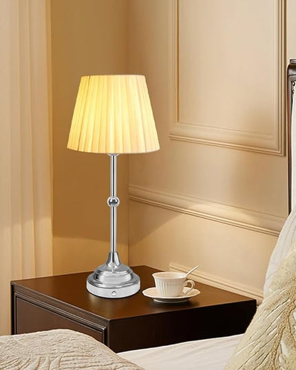 Portable LED Table Lamp with Touch Sensor, 3-Levels Brightness Metal Desk Lamp, Built-in Rechargeable Battery, Night Light, Bedside Lamp,Dining Room Lamp (Silver) - LeafyLoom