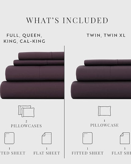 Linen Market Bed Sheets for Twin Size Bed (Purple) - Sleep Better Than Ever with These Soft and Cooling Twin Sheets - Deep Pocket Fits 16" Thick Beds - 3 Piece Twin Sheet Set - LeafyLoom