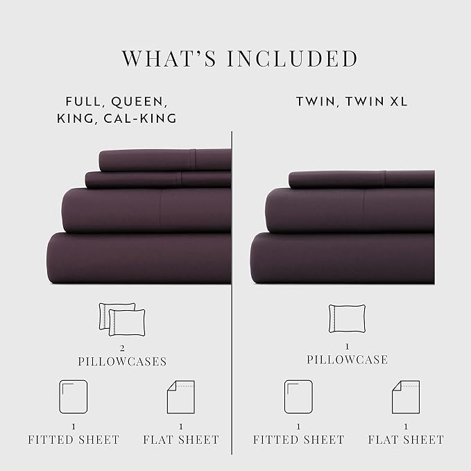 Linen Market Bed Sheets for Twin Size Bed (Purple) - Sleep Better Than Ever with These Soft and Cooling Twin Sheets - Deep Pocket Fits 16" Thick Beds - 3 Piece Twin Sheet Set - LeafyLoom