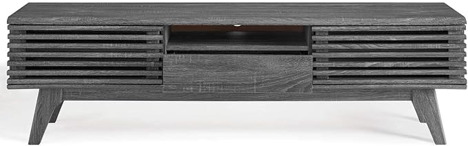 Modway Render Mid-Century Modern Low Profile 59 Inch TV Stand in Charcoal - LeafyLoom