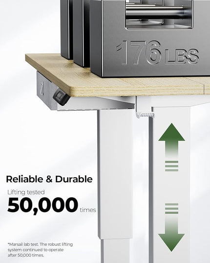 Marsail Standing Desk with Drawer, 48x24 Inch Adjustable Height Standing Desk, Electric Stand up Desk, Sit Stand Home Office Desk, Ergonomic Workstation for Home Office Computer Gaming Desk Maple - LeafyLoom