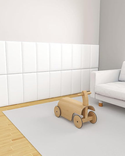 Peel and Stick Headboard for Twin and king in White Headboard panels for wall, 3D Anti-Collision Wall Panel, Self-Adhesive Bedroom/Living Room Upholstered Wall Panel (9 Panels/11.8" x 23.6") - LeafyLoom