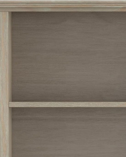 SIMPLIHOME Amherst SOLID WOOD 30 Inch Transitional 5 Shelf Bookcase in Distressed Grey, For the Living Room, Study Room and Office - LeafyLoom