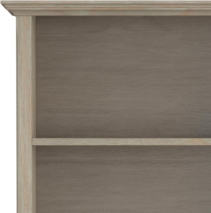 SIMPLIHOME Amherst SOLID WOOD 30 Inch Transitional 5 Shelf Bookcase in Distressed Grey, For the Living Room, Study Room and Office - LeafyLoom