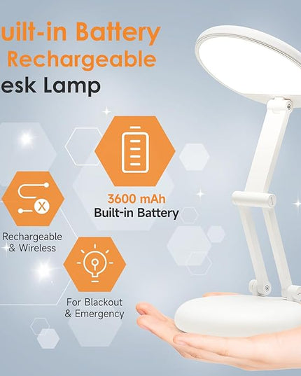 Battery Operated Lamp Rechargeable Lamp Foldable & Portable Light, 8 Brightness Dimmable Cordless Lamp Rechargeable Light Wireless Lamp Mini Lamp, Battery Lamp Battery Lights Nail Light for Desk, LED - LeafyLoom