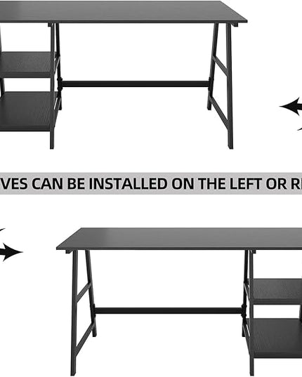 soges Computer Desk 47inches PC Desk Office Desk with Shelf Workstation for Home Office Use Writing Table,Black - LeafyLoom