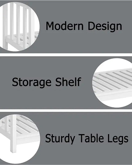 TaoHFE White Modern Coffee Table with Storage Shelf 2-Tier Living Room Table Rectangular Center Table 40 Inch Wooden Coffee Tables for Living Room Furniture for Living Room, Meeting Room, Office - LeafyLoom