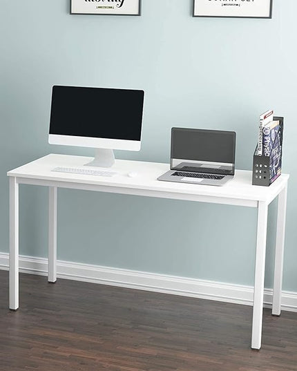 SogesGame Computer Desk, 55.1 inches Office Desk Computer Table Study Writing Desk Workstation for Home Office, White Dining Table - LeafyLoom