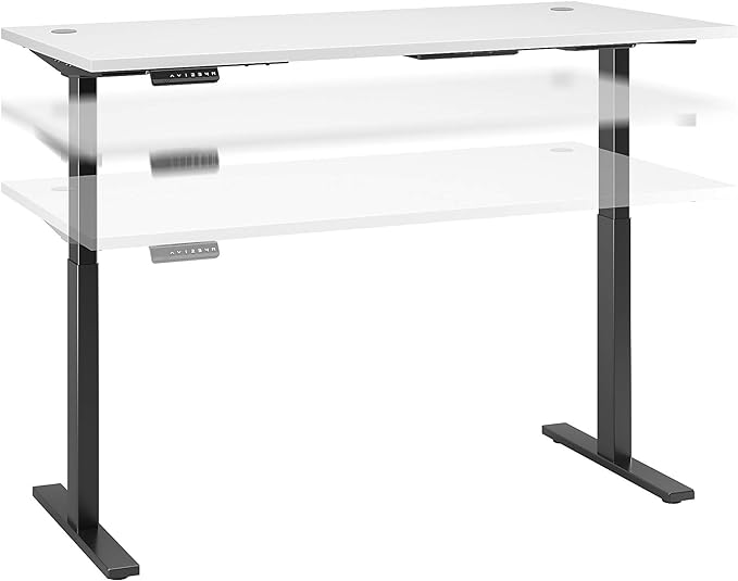 Bush Business Furniture Move 60 Electric Ergonomic Sit-Stand Computer Table for Home and Professional Office, 72W x 30D, White - LeafyLoom