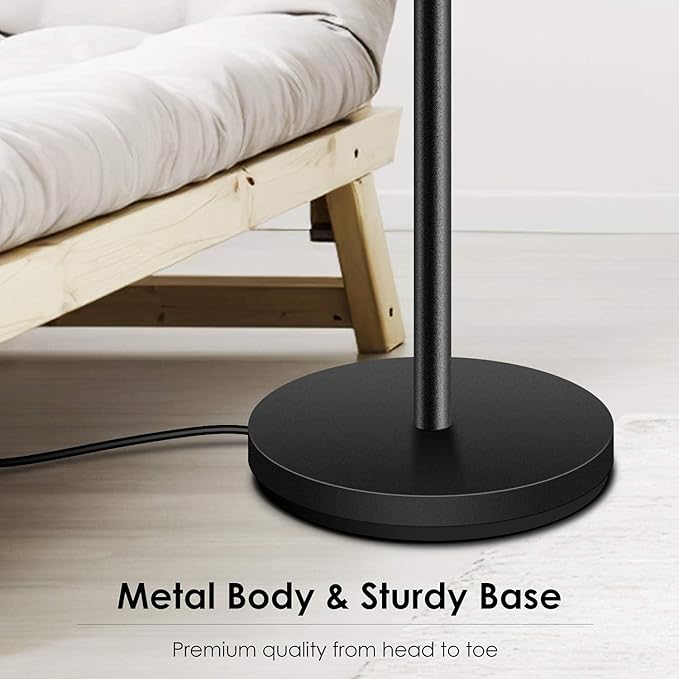 BoostArea Torchiere Floor Lamp, 24W Super Bright LED Standing Lamp, Stepless Dimmable Pole Lamp with 3000K Lighting, Rotary Switch, 70 Inch Tall Metal Modern Floor lamps for Living Room/Bedroom Black - LeafyLoom