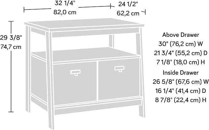 Sauder Trestle Lateral File, L: 32.28" x W: 24.49" x H: 29.41", Vintage Oak Finish - LeafyLoom