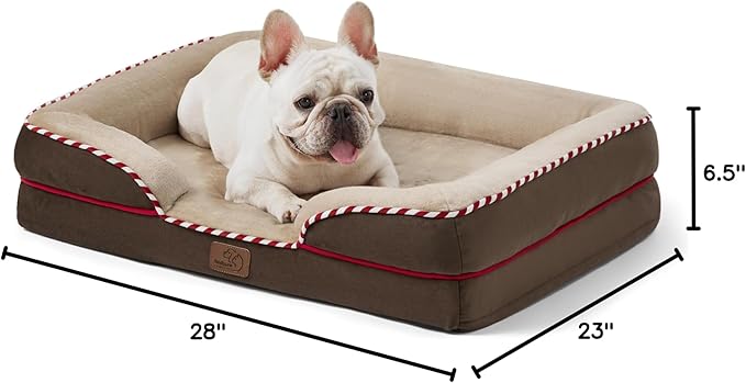 Bedsure Orthopedic Dog Bed for Medium Dogs - Waterproof Dog Sofa Beds Medium, Supportive Foam Pet Couch Bed with Removable Washable Cover, Waterproof Lining and Nonskid Bottom, Brown BEDSURE