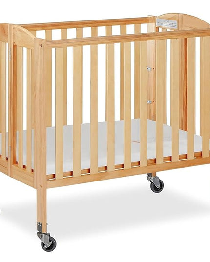 3-in-1 Folding Portable Crib and 3” Extra Firm Fiber Crib Mattress Bundle, Natural and Greenguard Gold Certified - LeafyLoom