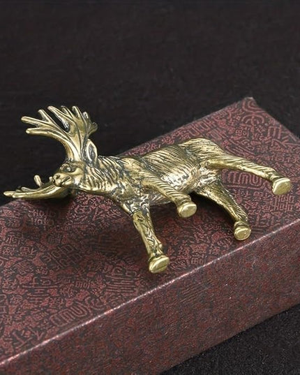 Vintage Solid Brass Elk Figurine - Festive Desk Decor for Collectors - Perfect Holiday Accent(Elk) - LeafyLoom