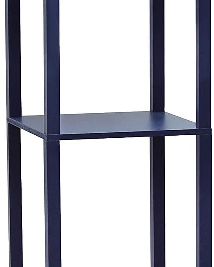 Simple Designs LF1037-NAV Floor Lamp Etagere Organizer Storage Shelf with 2 USB Charging Ports, 1 Charging Outlet and Linen Shade, Navy Blue - LeafyLoom