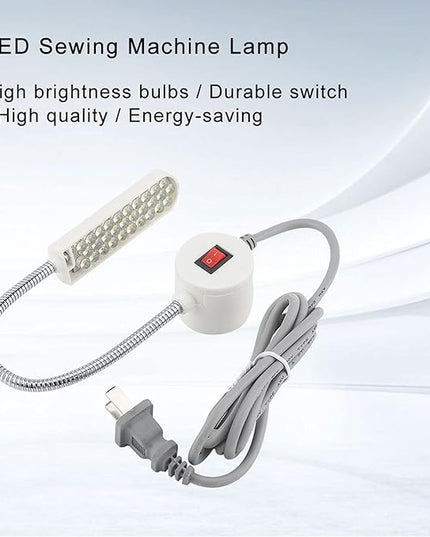 Zerodis Sewing Machine Light LED Lighting, LED Lamp Magnetic Base LED Desk Lamp for Workbench Lathe Drill Press Daylight Flexible Arm Work Lamp(us) - LeafyLoom