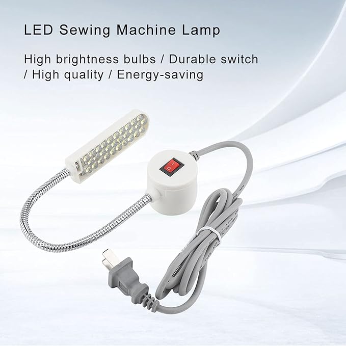 Zerodis Sewing Machine Light LED Lighting, LED Lamp Magnetic Base LED Desk Lamp for Workbench Lathe Drill Press Daylight Flexible Arm Work Lamp(us) - LeafyLoom