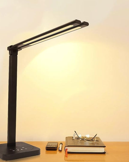 LED Double Head Desk Lamp,Double Swing-arm Table Lamps, Piano Lamp,Adjustable Brightness Color Temperature ，for Home/Reading/Offices/Bedrooms/Dormitories - LeafyLoom