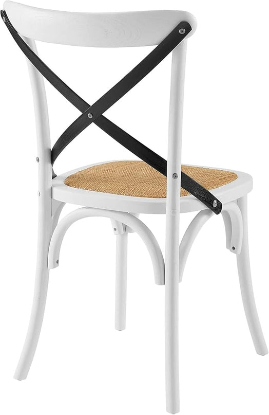 Modway Gear Side Set of 2, Two Dining Chairs, White Black - LeafyLoom
