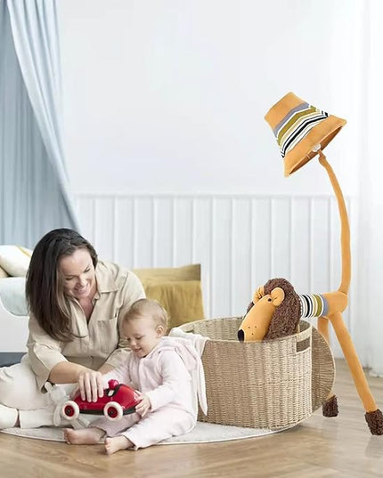 Kids Floor Lamp, Brown Lion Creative Design Modern Floor Lamp for Bedroom, 51 Inch Hand-Stitched Toy Standing Lamp for Living Room, Package Come with an E26 LED Bulb (Brown Lion) - LeafyLoom