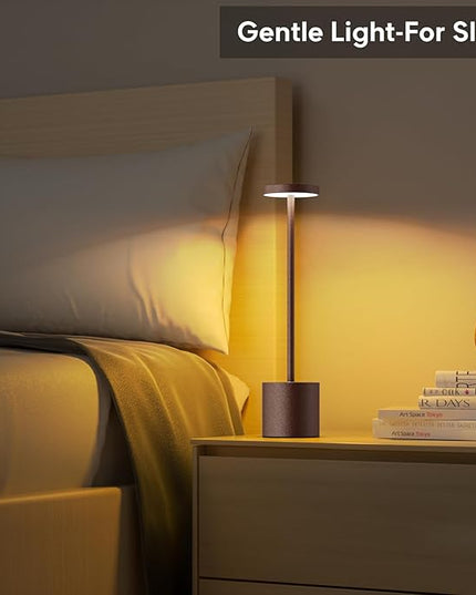Rechargeable Cordless LED Table Lamp, 6000mAh Battery Operated 3 Level Dimmable Portable Tables Lights Reading Lamps for Restaurant Dining 2Pack Rust Desk Lamps - LeafyLoom