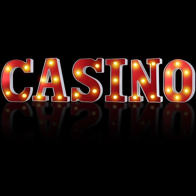 6 PCS Light Up LED Letters Sign Lights, Casino Party Decorations, Battery-Powered Marquee Lighted Signs, Alphabet LED Letter Lights for Night Party Tabletop Decor Supplies - LeafyLoom