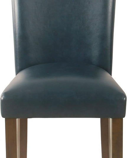 HomePop Parsons Classic Dining Chairs, Pack of 2, Dark Blue Faux Leather (Set of 2) - LeafyLoom