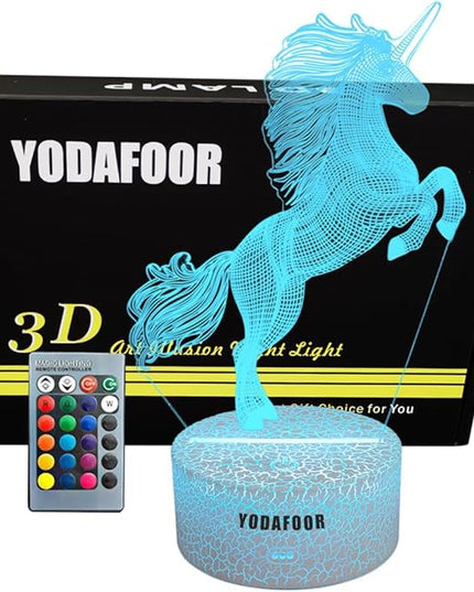 Unicorn Night Light Lamp, Unicorn Toy Gifts for Boys Girl Teen Kids, Bedroom Table Decor Light, 16 Color Remote Lamp Smart Touch - LeafyLoom
